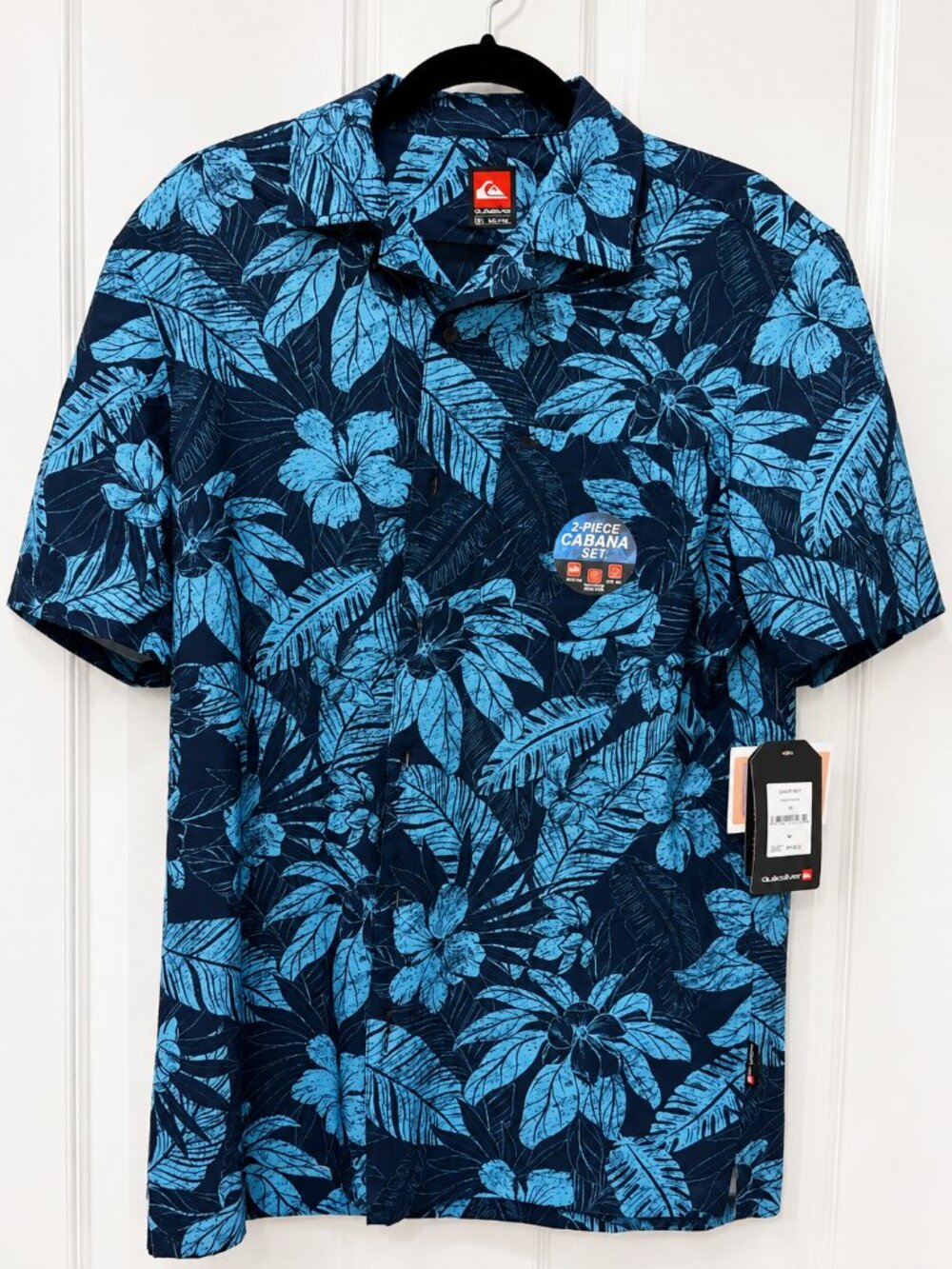 NWT Quiksilver Men’s M 2 Piece Cabana Set Tropical Shirt Swim Shorts Resort